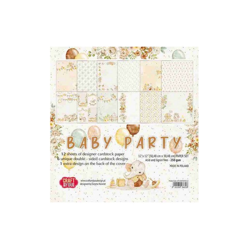 Craft&You Baby Party Big Paper Set 12x12 12 vel