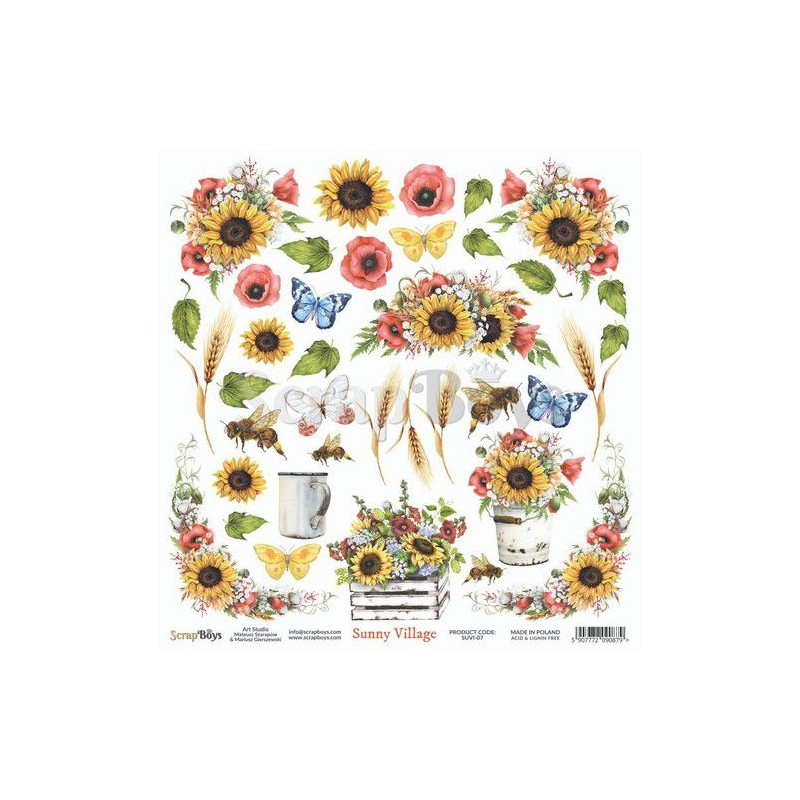 ScrapBoys Sunny Village paper cut out elements DZ  190gr 30,5 x 30,5cm SUVI-07