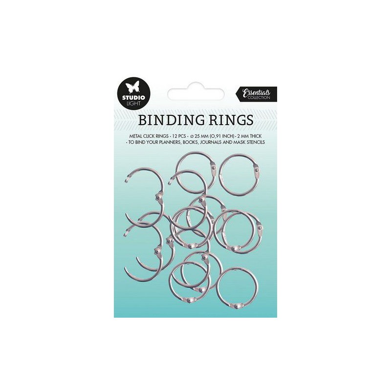 Studio Light Binding click rings 12 st crome Essentials nr.03  2x25x25mm Ringar