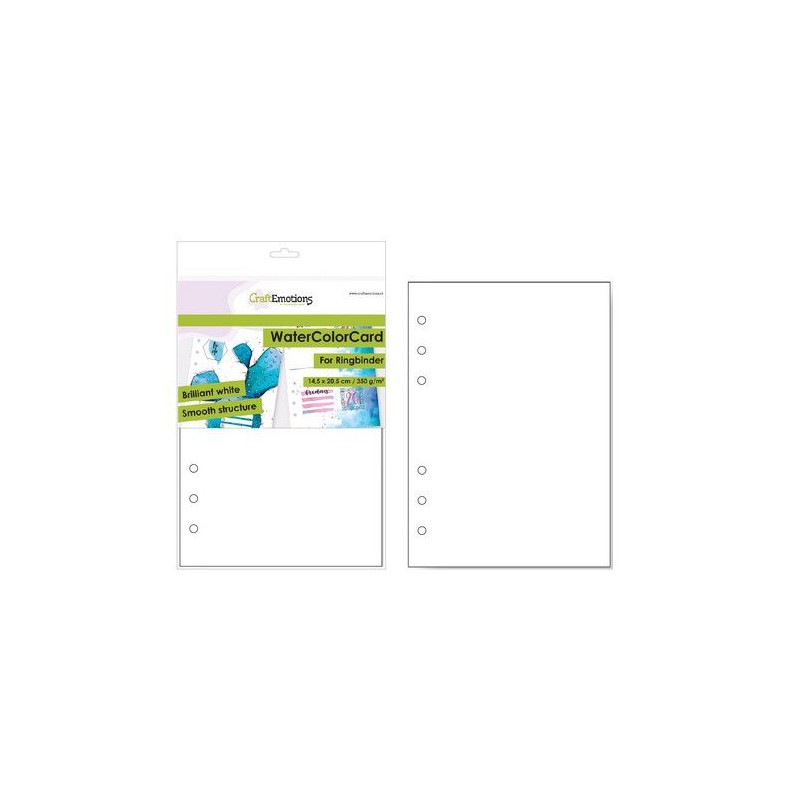 CraftEmotions Watercolor paper - bril. Ringbound white 10sh 14,5x20,5cm - 350 gr - 6 Ring A5
