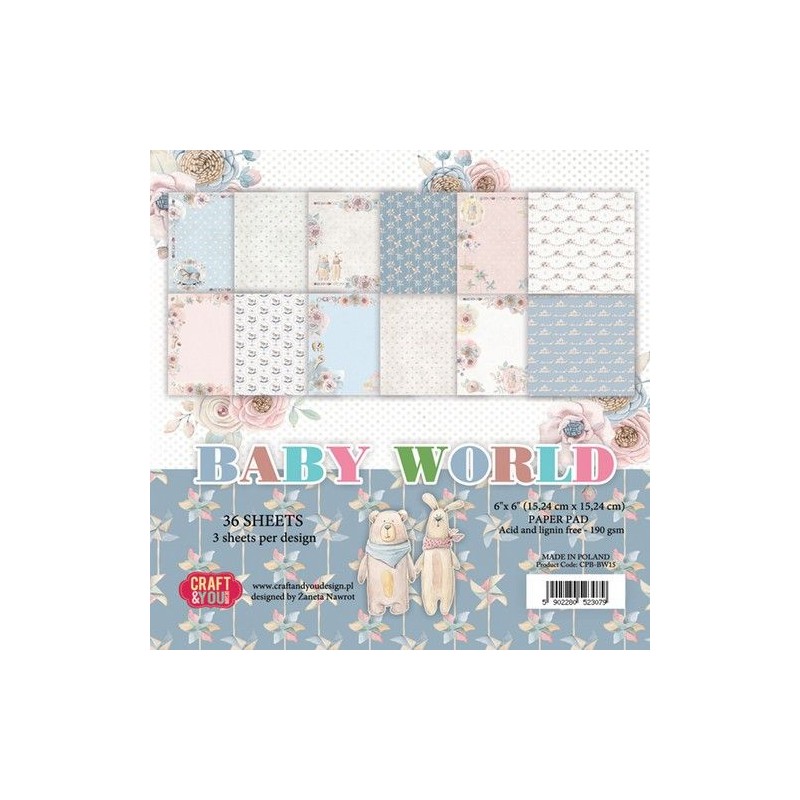 Craft&You Baby World small paper pad 6x6 36 sht