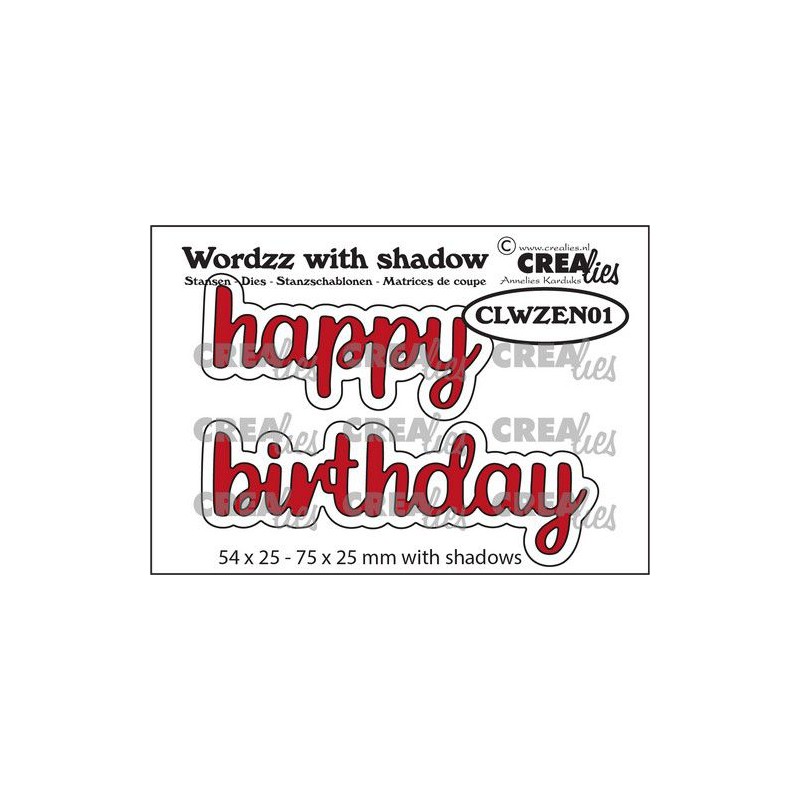 Crealies Wordzz with Shadow Happy Birthday (ENG) CLWZEN01 75x25mm