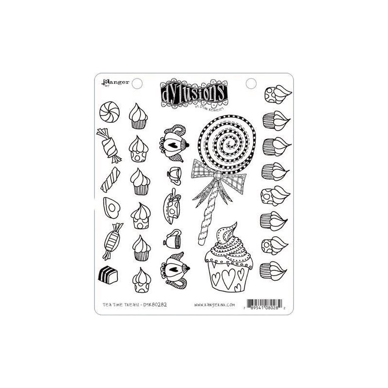 Ranger Dylusions Cling Stamp Set Tea Time Treats DYR80282 Dyan Reaveley