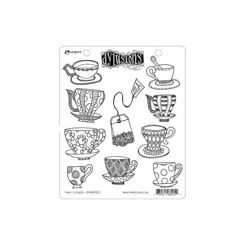 Ranger Dylusions Cling Stamp Set Fancy a Cuppa DYR80251 Dyan Reaveley