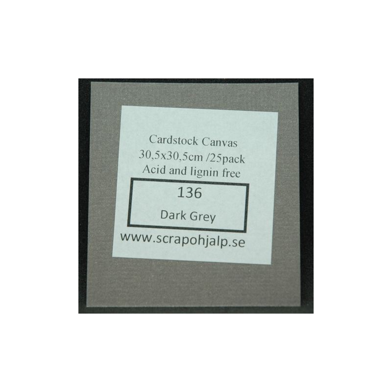 Scrap & Hjälp Cardstock Dark Grey 12"x12" Styckvis eller 25 st / paket SoH136
