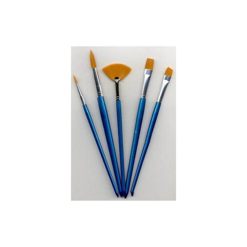 Brush set nylon 2x flat and round 1x fan 5 st. Penslar