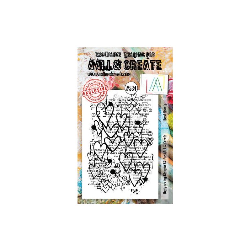 AALL & Create Stamp Set Lined Hearts  15x10cm Bipasha BK