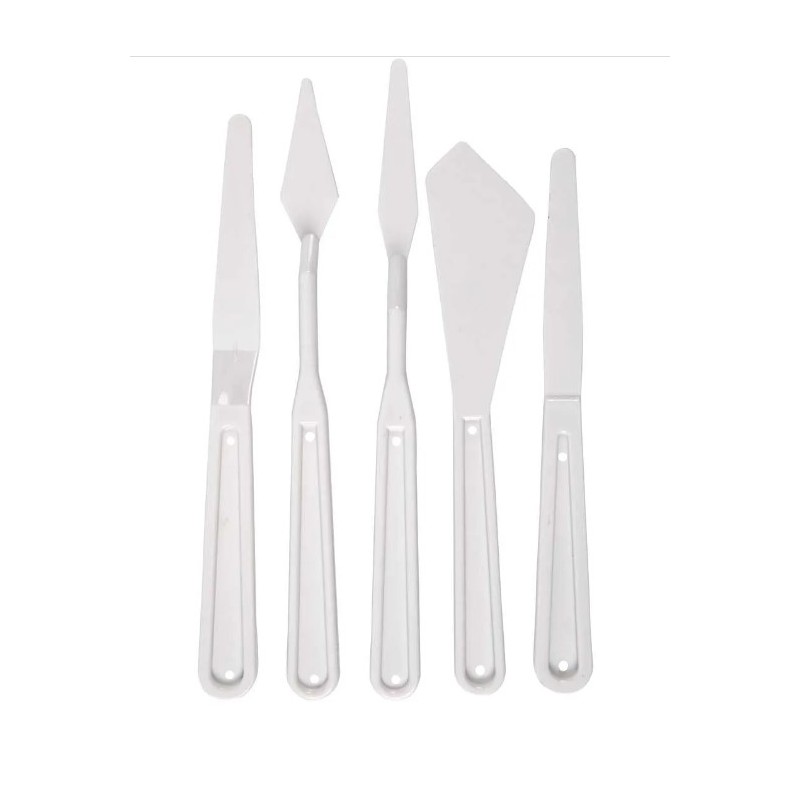 Artistline Spatlar Palett knivar, L: 17-20 cm, B: 13-33 mm, vit, 5 st./ 1 förp.