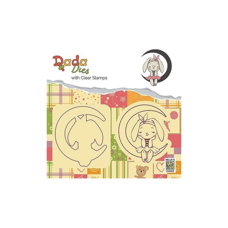 Nellies choice DADA DIES & CLEARSTAMP "bunny on moon” DDCS001