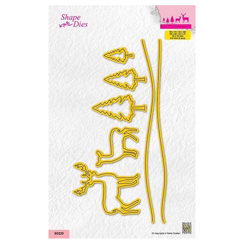 Nellie's Choice SHAPE DIES "Slimline - Pinetrees and deer" SD220