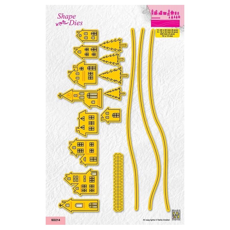Nellie's Choice SHAPE DIES "Slimline - Village" SD214