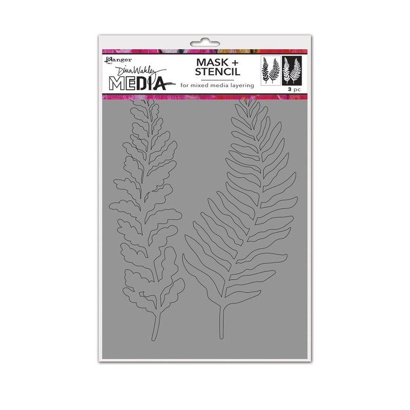 Ranger • Dina Wakley A5 Mask Stencil Curly Frond  MDS74540