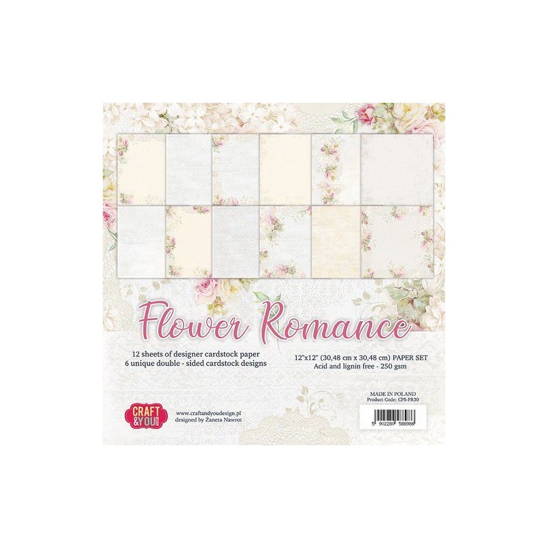 Craft&You Flower Romance Big Paper Set 12x12 12 vel