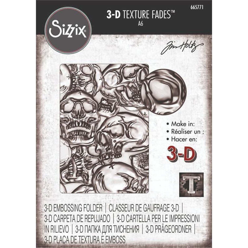 SIZZIX/TIM HOLTZ 3D EMBOSSINGFOLDER "Skulls" A6