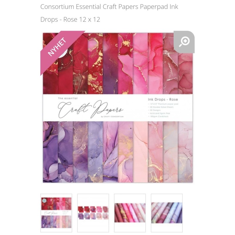 Craft Consortium The Essential Craft Papers 12x12 - Ink Drops - Rose