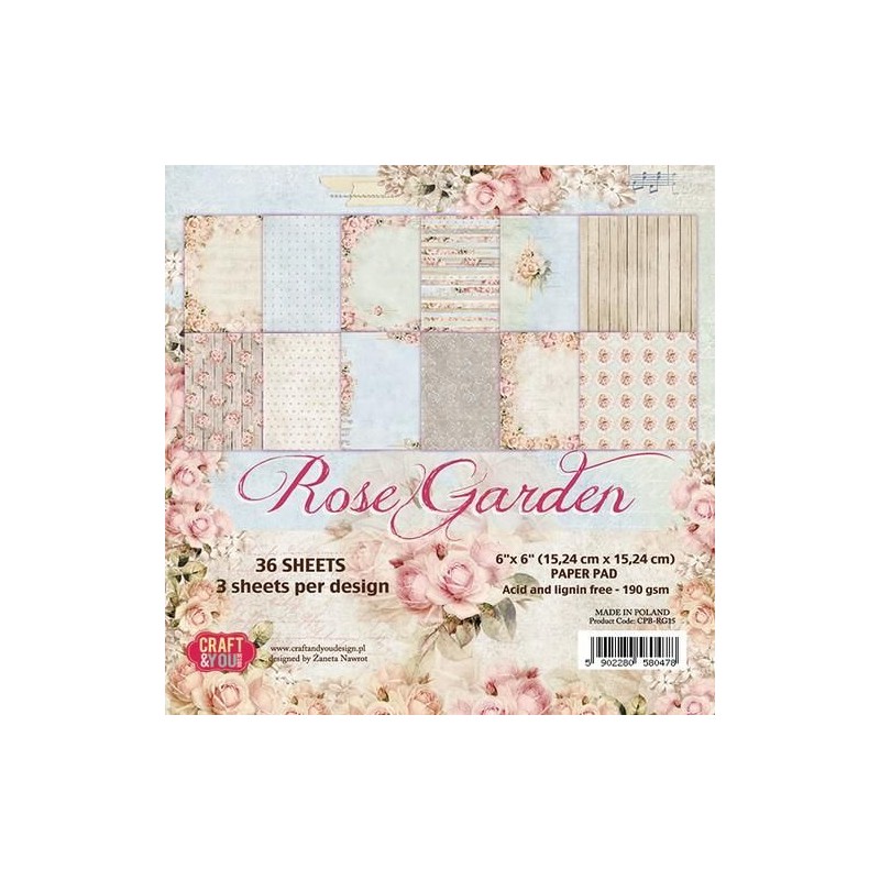 Craft&You Rose Garden Small Paper 6X6  36 sheets