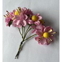 6 st Blommor med Gul kula 33mm