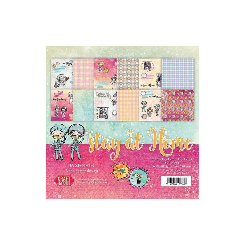 Craft&You Stay at home Small Paper Pad 6x6 36 sheets