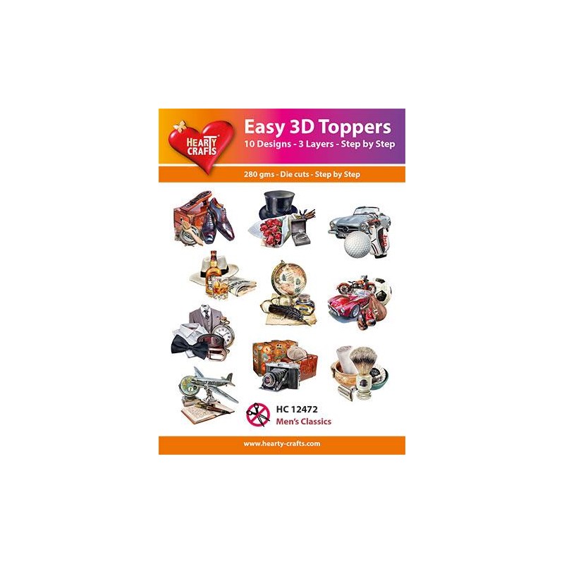 Easy 3D Toppers Utstansade motiv med Glitter/Guld 10 st. HC12472