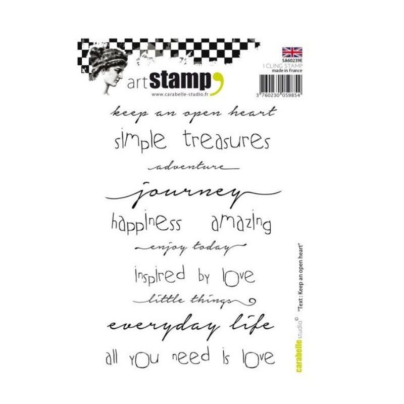 Carabelle Studio • Cling Stamp A6 Text Keep An Open Heart :