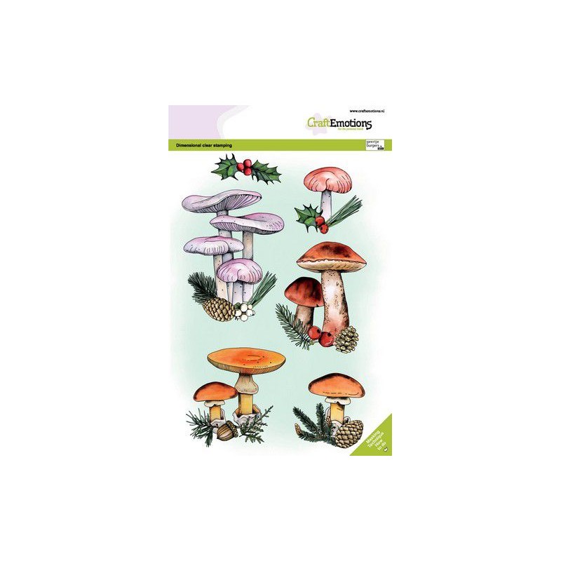CraftEmotions clearstamps A5 - Mushrooms Christmas GB Dimensional stamp