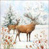 CraftEmotions napkins 5pcs - Deer In Snow 33x33cm