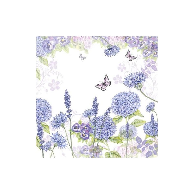 CraftEmotions napkins 5pcs - Purple wildflowers 33x33cm