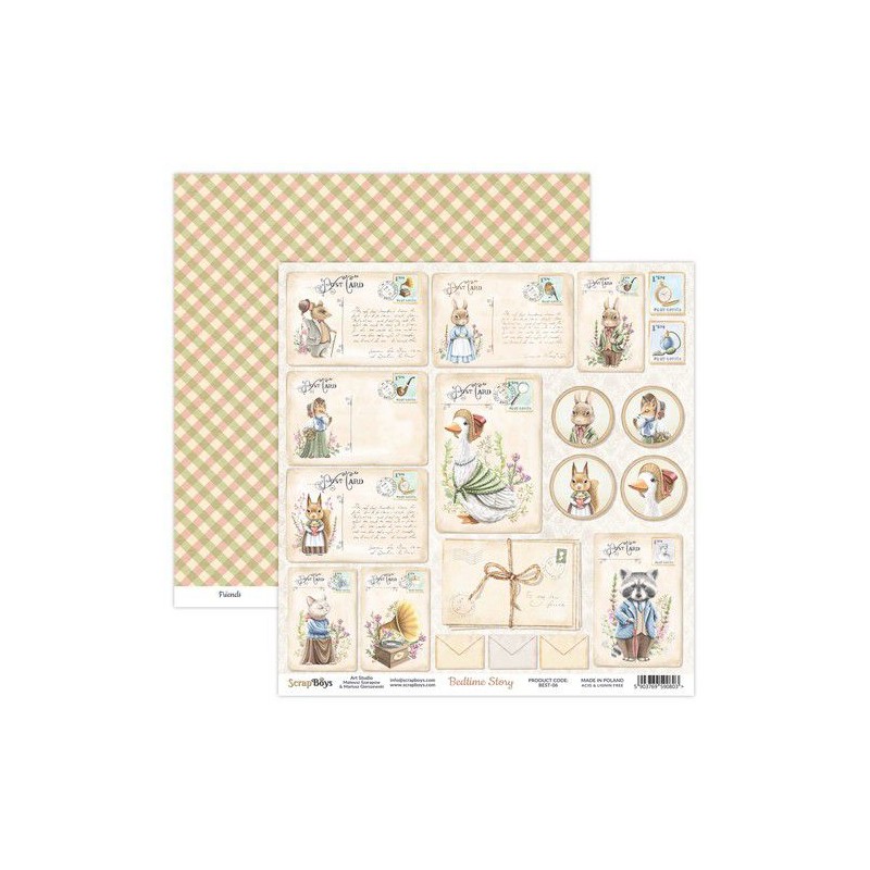 ScrapBoys Bedtime story paper sheet DS  190gr 30,5x30,5cm BEST-06