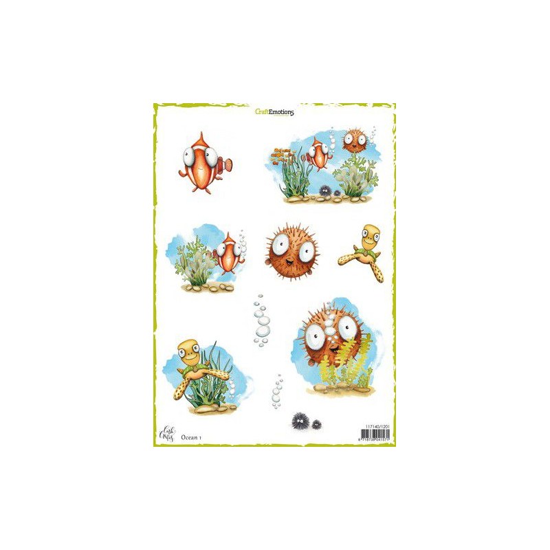 CraftEmotions KlippArk sheets Ocean 1 A4 170 grm Carla Creaties