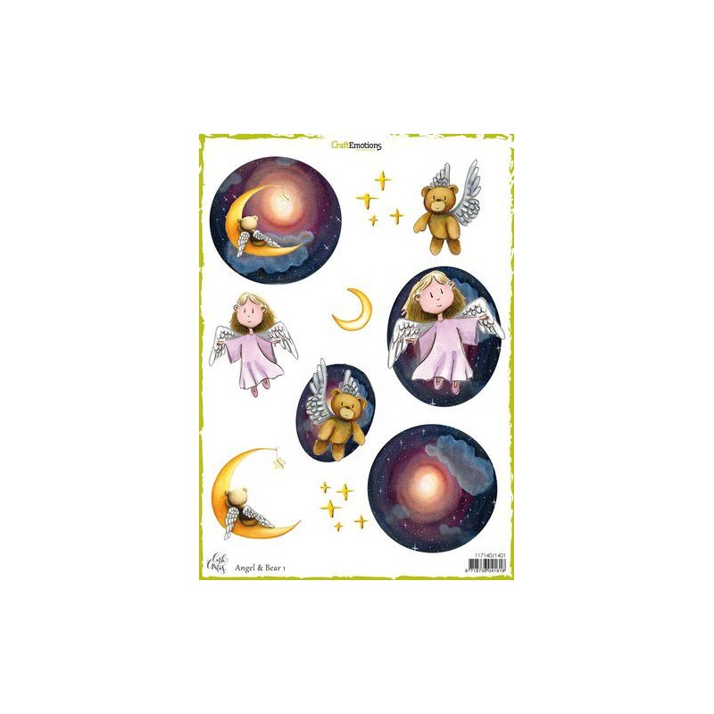 CraftEmotions KlippArk sheets Angel & Bear 1 A4 170 grm Carla Creaties