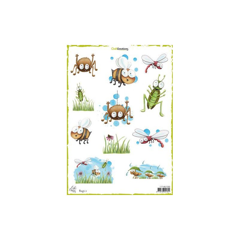CraftEmotions KlippArk sheets Bugs 2 A4 170 grm Carla Creaties