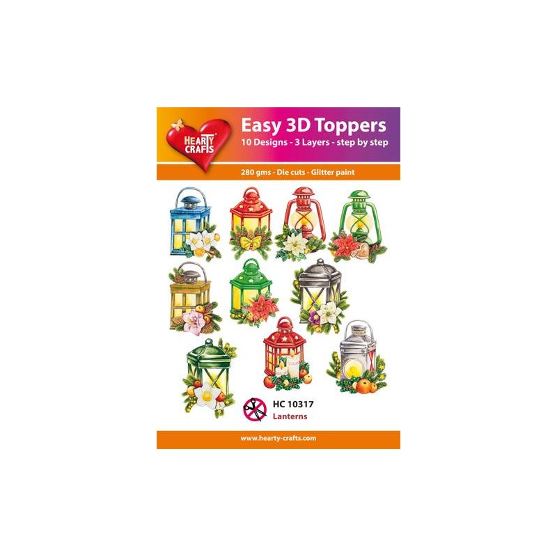 Easy 3D Toppers Utstansade motiv med Glitter/Guld 10 st. HC10317