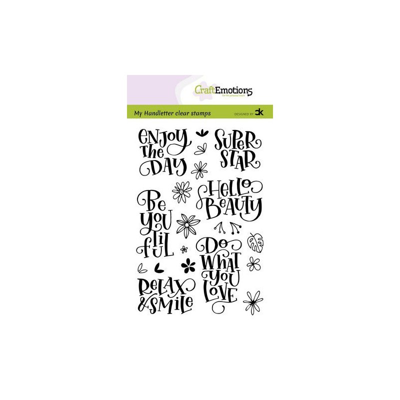 CraftEmotions clearstamps A6 - handletter - Enjoy the day - Super star (Eng) Carla Kamphuis