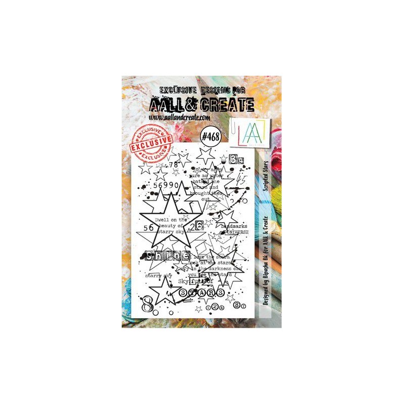 AALL & Create Stamp Scripted Stars  7,3x10,25cm