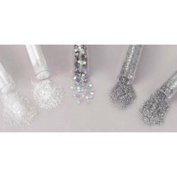 CraftEmotions Glitterset assorted Snow White 1.8 GR 5 PC