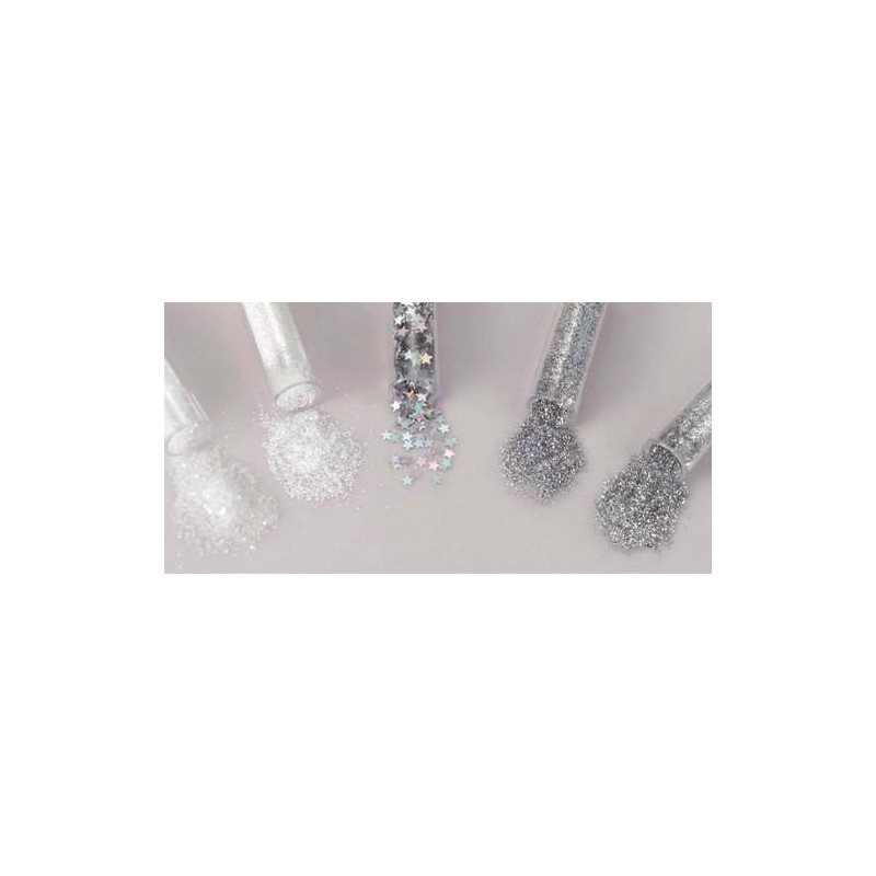 CraftEmotions Glitterset assorted Snow White 1.8 GR 5 PC
