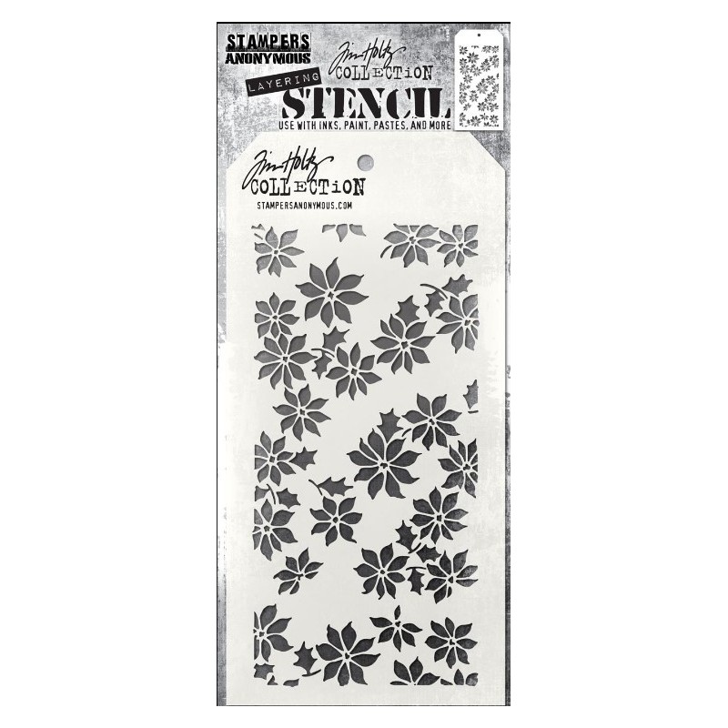TIM HOLTZ LAYERED STENCIL “Tiny Poinsettia”  10x21cm