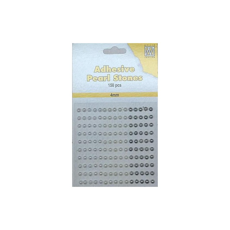 Nellie‘s Choice Adhesive pearls 4mm White - Ivory - Silver