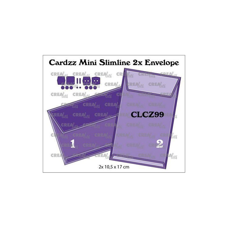 Crealies Cardzz Mini Slimline 2x Envelope CLCZ99 finished: 2x 10,5x17 cm