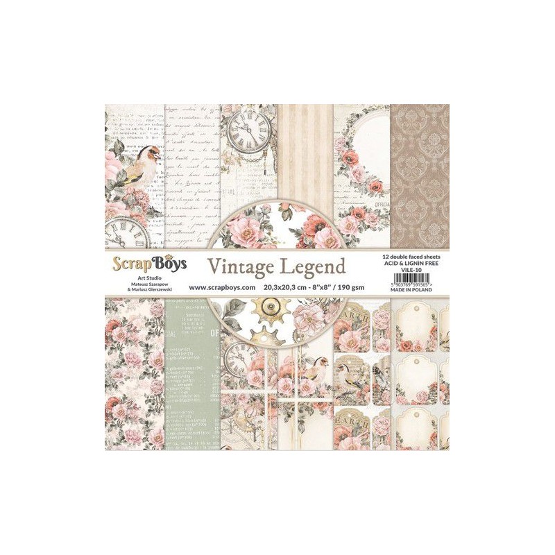 ScrapBoys Vintage Legend paperpad 12 vl+cut out elements-DZ VILE-10 190gr 20,3x20,3cm