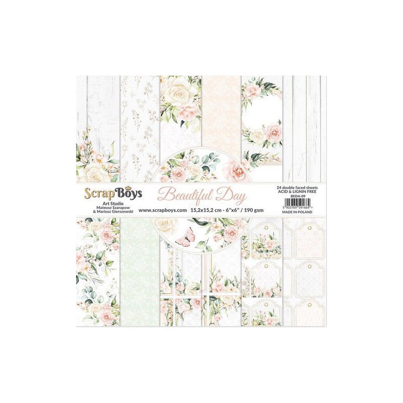 ScrapBoys Beautiful day paperpad 24 vl+cut out elements-DZ BEDA-09 190gr 15,2x15,2cm