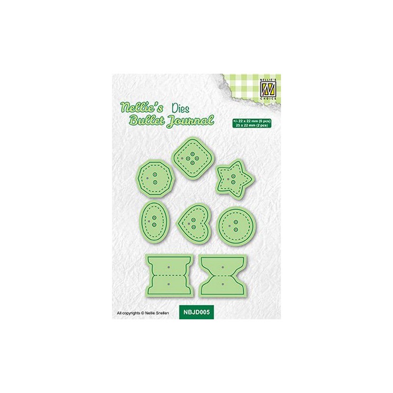 Nellies Choice bullet Journal Dies Buttons NBJD005 22x22mm