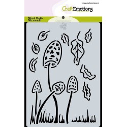 CraftEmotions A6 Mask stencil Magic Forest - mushrooms Carla Creaties