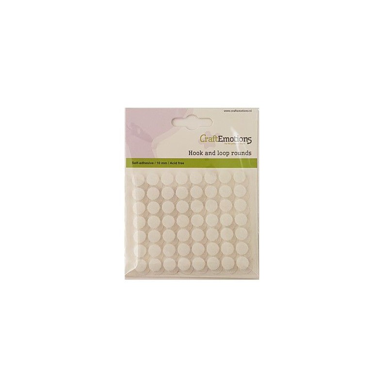 CraftEmotions Self-adhesive hook and loop rounds 10 mm - 56 pc / Runda