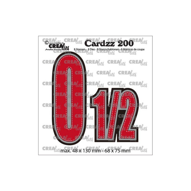 Crealies Cardzz no CLCZ200 Numbers 0 en 1/2 CLCZ200 48x130 - 68x75 mm