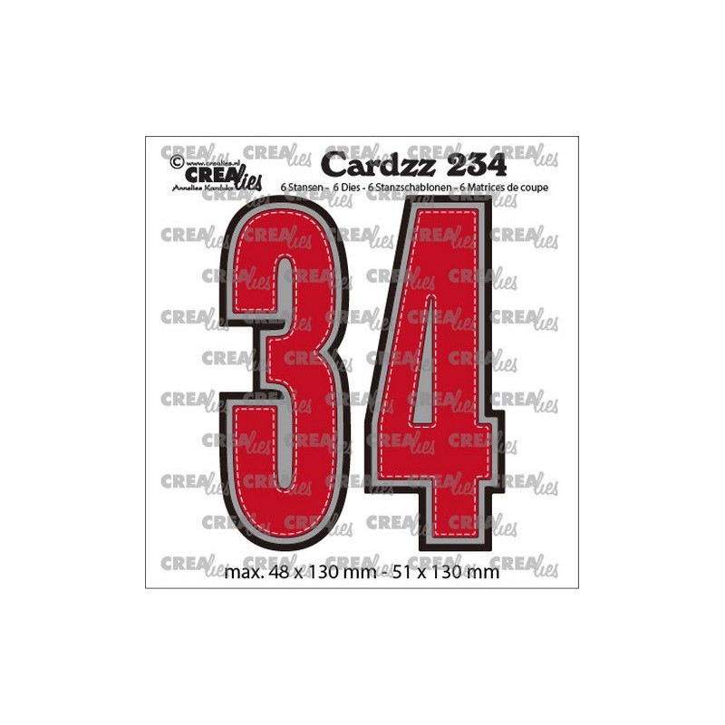 Crealies Cardzz no CLCZ234 Numbers 3 en 4 CLCZ234 48x130 - 51x130 mm