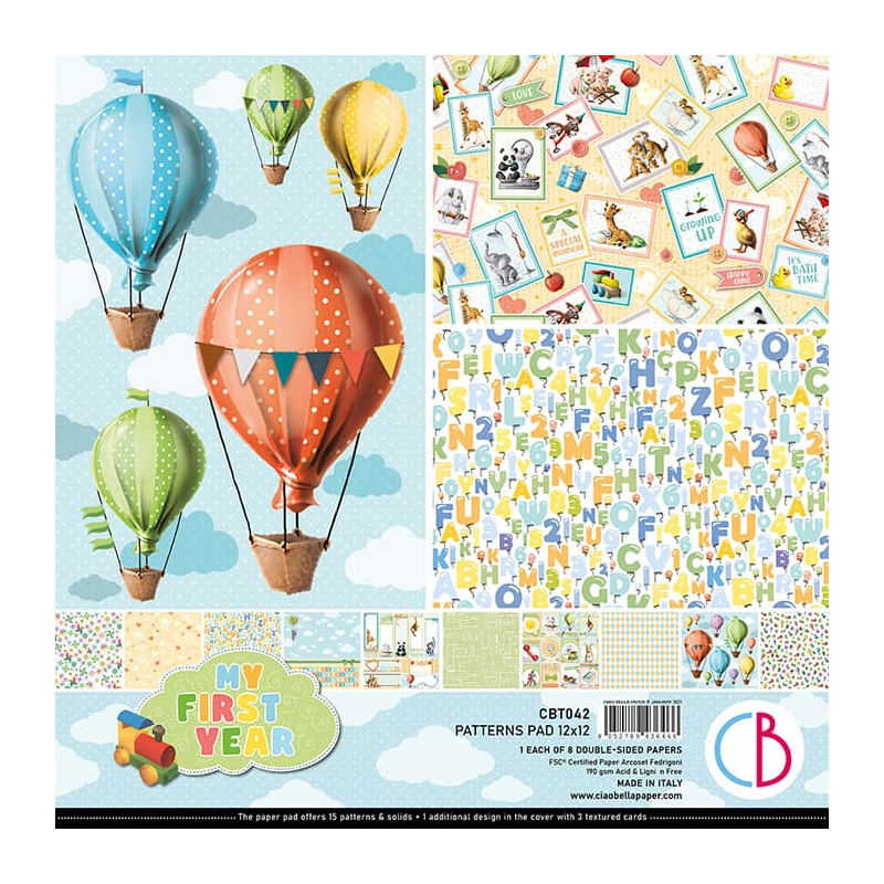 Ciao Bella MY FIRST YEAR PATTERNS PAD 12"X12" 8/PKG