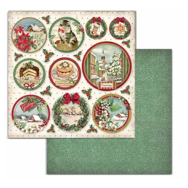 Stamperia Scrapbooking Double face 1 sheet - Merry Christmas rounds