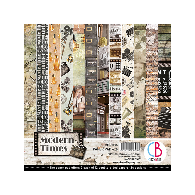 Ciao Bella MODERN TIMES DOUBLE-SIDED PAPER PAD 6"X6" 24/PKG