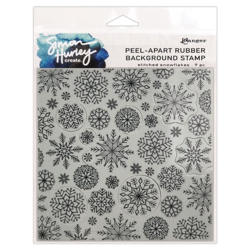 Ranger Background stamp stitched snowflakes Simon Hurley